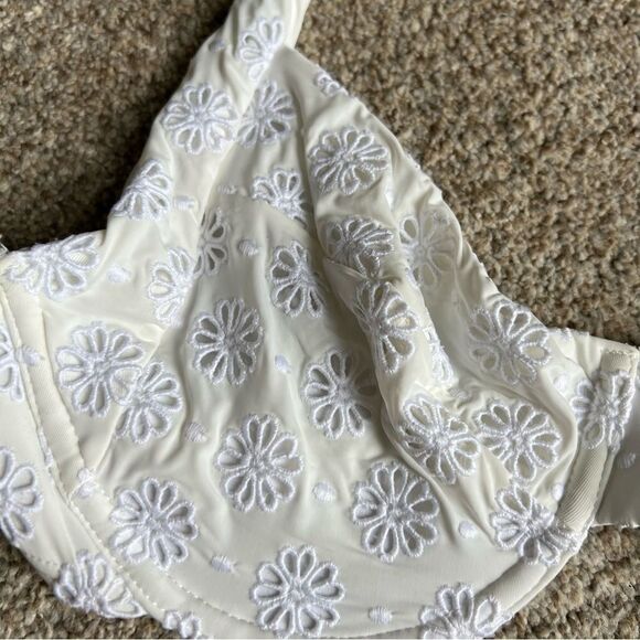 NEW Kate Spade white eyelet embroidered wired halter bikini top size large - Picture 3 of 6